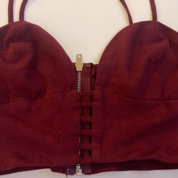 Y2k Privy Cropped Top  Marron/ Burgundy Size M - Picture 2 of 6
